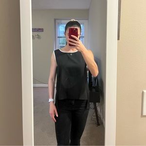 Black Open Back Top with White Detailing